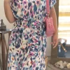 Abito manica kimono con cintura fissa fantasia MULTICOLOR