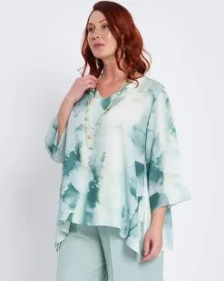 Blusa kimono con scollo a V a fantasia ALOE