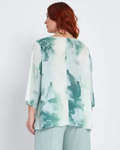 Blusa kimono con scollo a V a fantasia ALOE