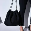 Borsa a sacchetto in tweed con doppio manico a catena NERO