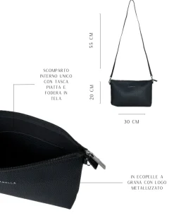 Borsa a tracolla Easy smart in ecopelle a grana con logo sul davanti N