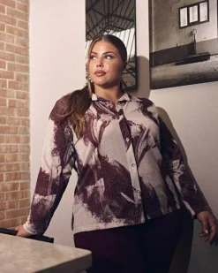 Camicia in tessuto lurex con motivo fantasia VINO