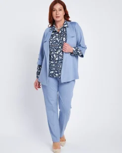 Camicia stretch con stampa all over BLU