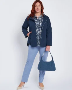 Camicia stretch con stampa all over BLU