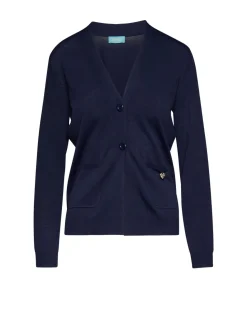 Cardigan a scollo a V con bottoni e tasche BLU
