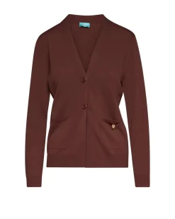 Cardigan a scollo a V con bottoni e tasche CACAO