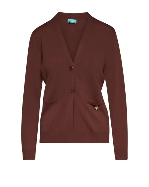 Cardigan a scollo a V con bottoni e tasche CACAO