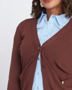 Cardigan a scollo a V con bottoni e tasche CACAO