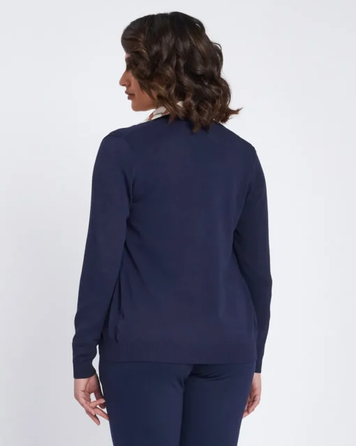 Cardigan a scollo a V con bottoni e tasche BLU