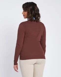 Cardigan a scollo a V con bottoni e tasche CACAO