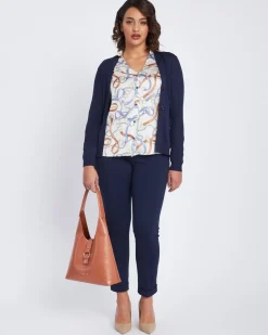 Cardigan a scollo a V con bottoni e tasche BLU