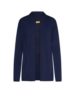 Cardigan aperto in maglia di misto viscosa con logo in strass BLU