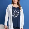 Cardigan aperto in maglia pointelle di misto viscosa WHITE