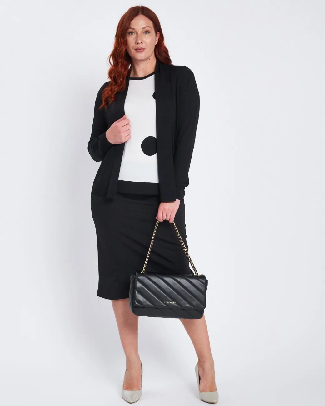 Cardigan con collo sciallato e bordi a costine NERO