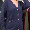Cardigan con tasche e morsetti accessorio BLU
