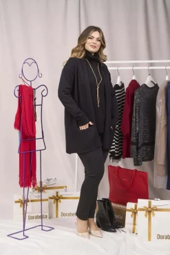 Cardigan sciallato con tasche NERO