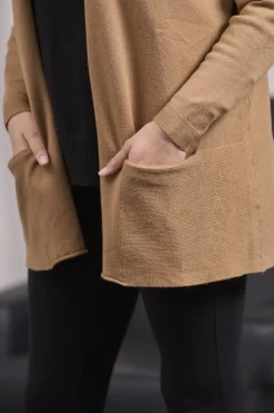 Cardigan sciallato con tasche CAMMELLO