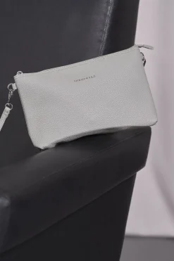 Clutch Ecopelle Grigio Perla con Cinturino Removibile