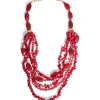 COLLANA CORTA MULTIFILO ROSSO