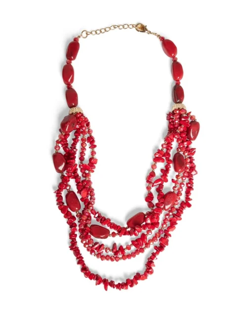 COLLANA CORTA MULTIFILO ROSSO