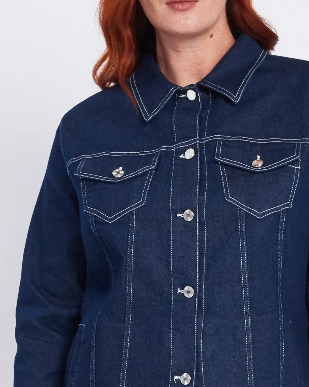 Giacca di jeans con tagli e tasche a friso DENIM