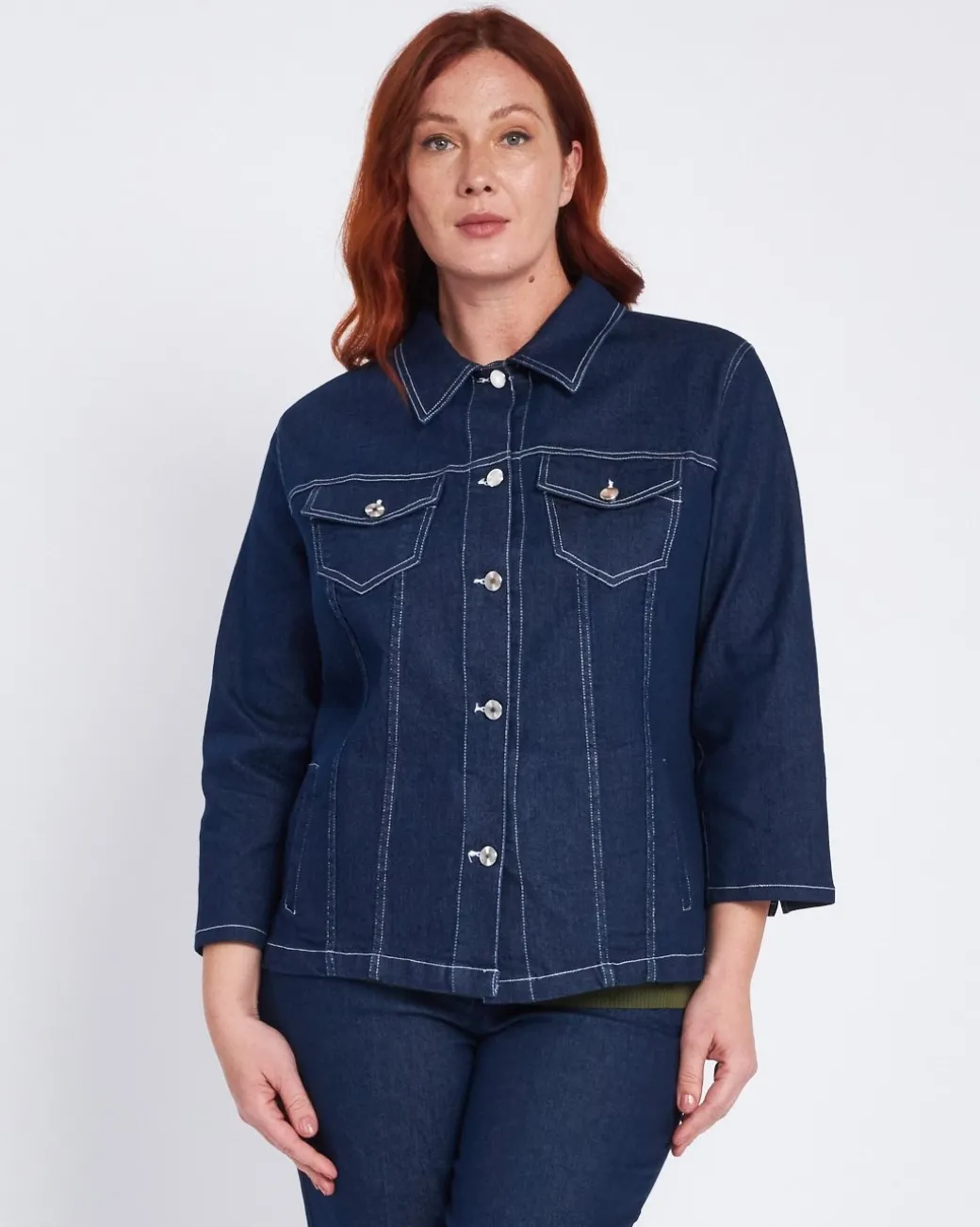 Giacca di jeans con tagli e tasche a friso DENIM