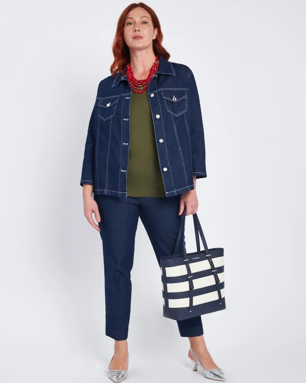 Giacca di jeans con tagli e tasche a friso DENIM