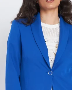 Giacca monopetto con fianchetti e collo sciallato ROYAL BLUE