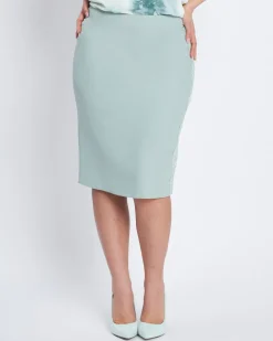 Gonna longuette con pizzo laterale ALOE