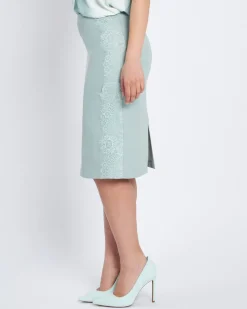 Gonna longuette con pizzo laterale ALOE