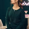 Maglia a girocollo con zip e strass frontali FORESTA