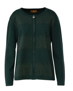 Maglia a girocollo con zip e strass frontali FORESTA