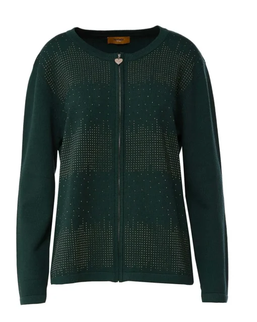 Maglia a girocollo con zip e strass frontali FORESTA