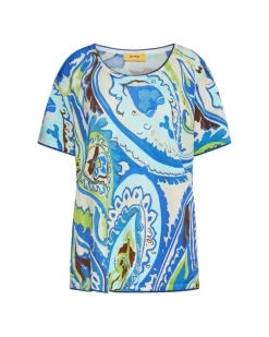 Maglia a maniche corte in filato di misto viscosa fantasia cashmere co