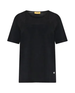 Maglia a maniche corte in filato di misto viscosa con carré in tulle N