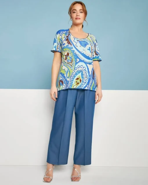 Maglia a maniche corte in filato di misto viscosa fantasia cashmere co