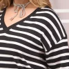 Maglia a righe con scollo a V e trina in pizzo NERO