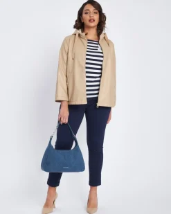 Maglia a righe con scollo a barca e spilla BLU