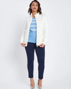 Maglia a righe in misto lurex con bottoni CELESTE