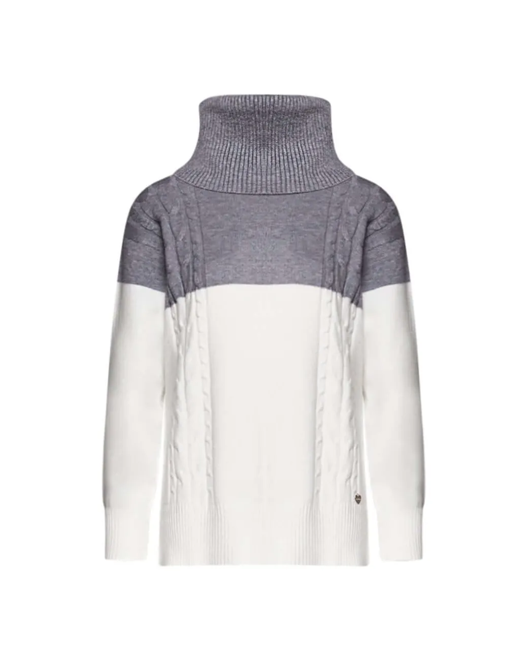 Maglia bicolor con trecce e collo removibile OFF WHITE