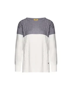 Maglia bicolor con trecce e collo removibile OFF WHITE