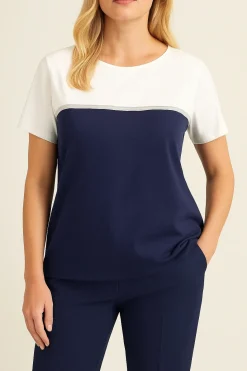 Maglia bicolore con paillettes BLUE NAVY