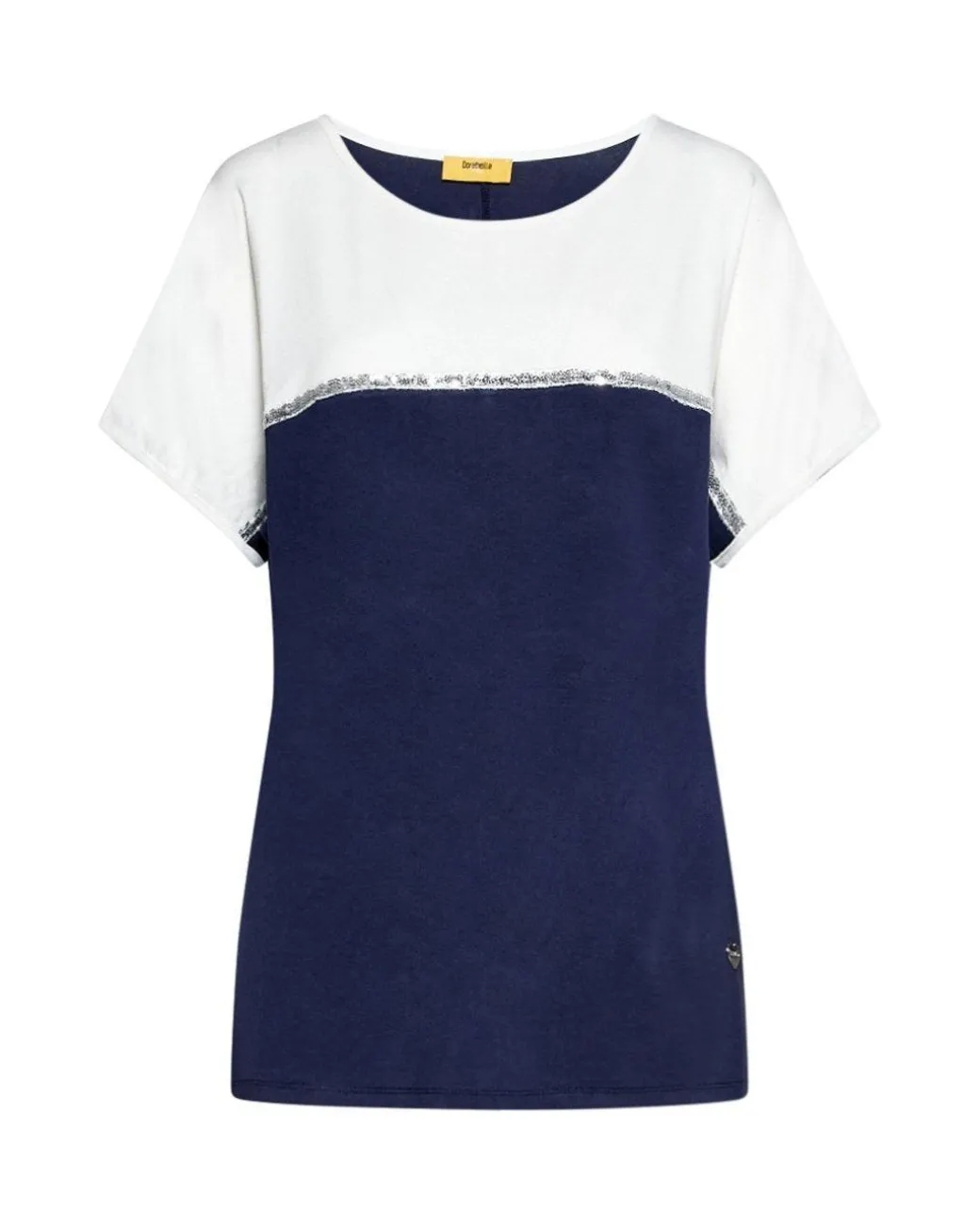 Maglia bicolore con paillettes BLUE NAVY