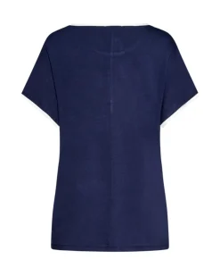 Maglia bicolore con paillettes BLUE NAVY