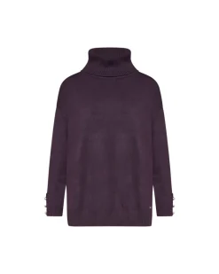 Maglia collo alto e dettaglio bottoni PRUGNA