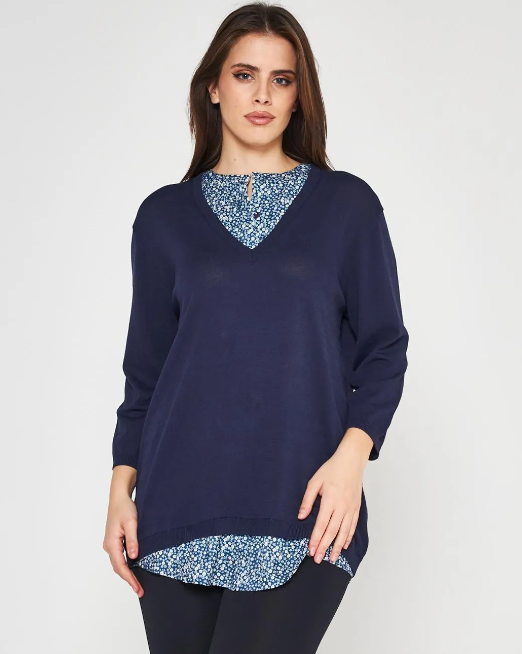 Maglia con camicia Blu