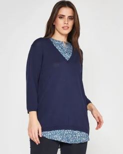 Maglia con camicia Blu