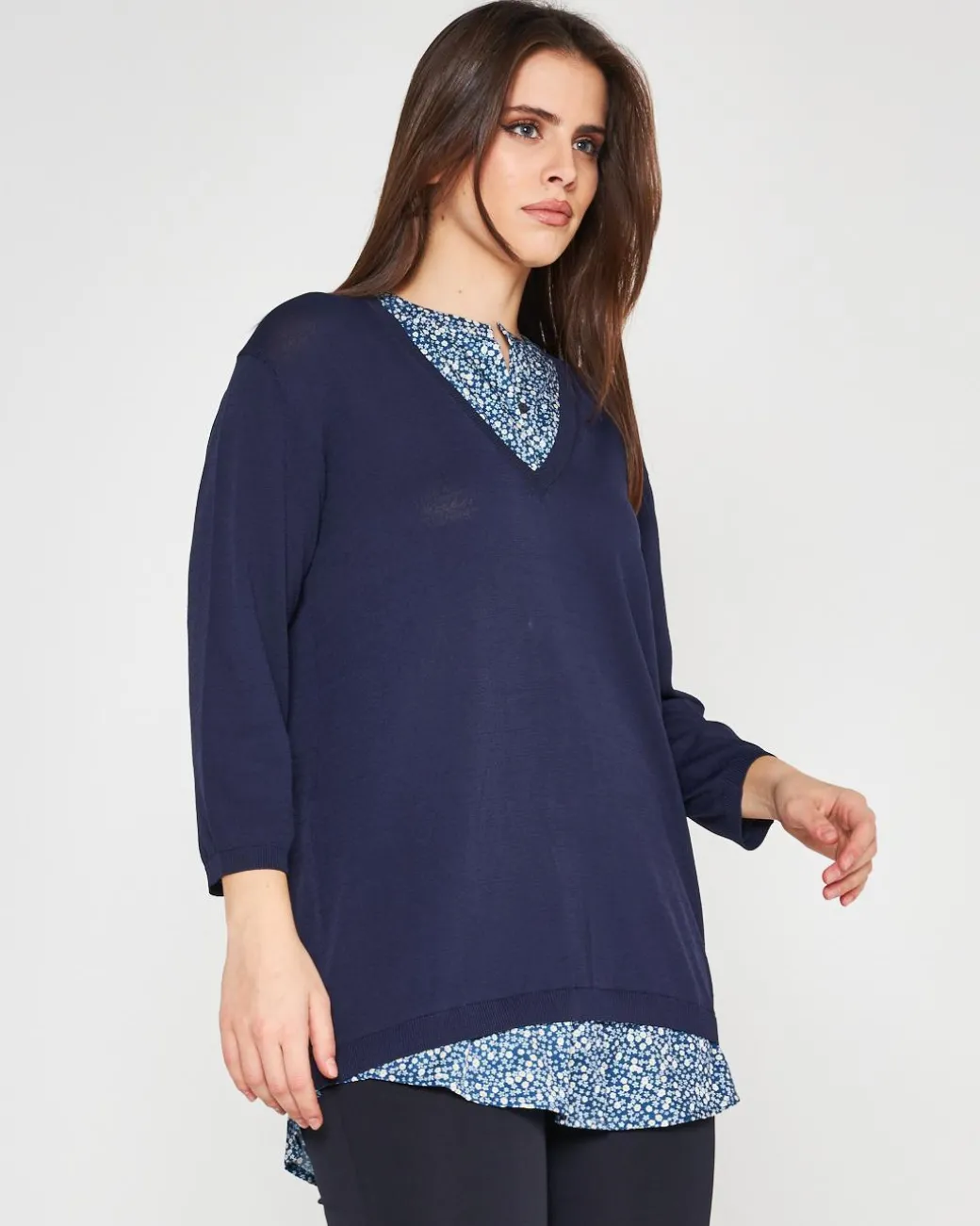 Maglia con camicia Blu