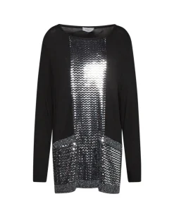 Maglia con inserti in lurex NERO-ARGENTO