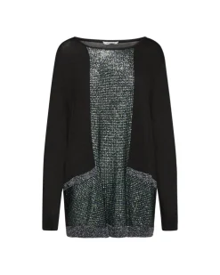 Maglia con inserti in lurex NERO-OTTANIO